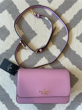 NWT Kate Spade pink saffiano flap crossbody purse